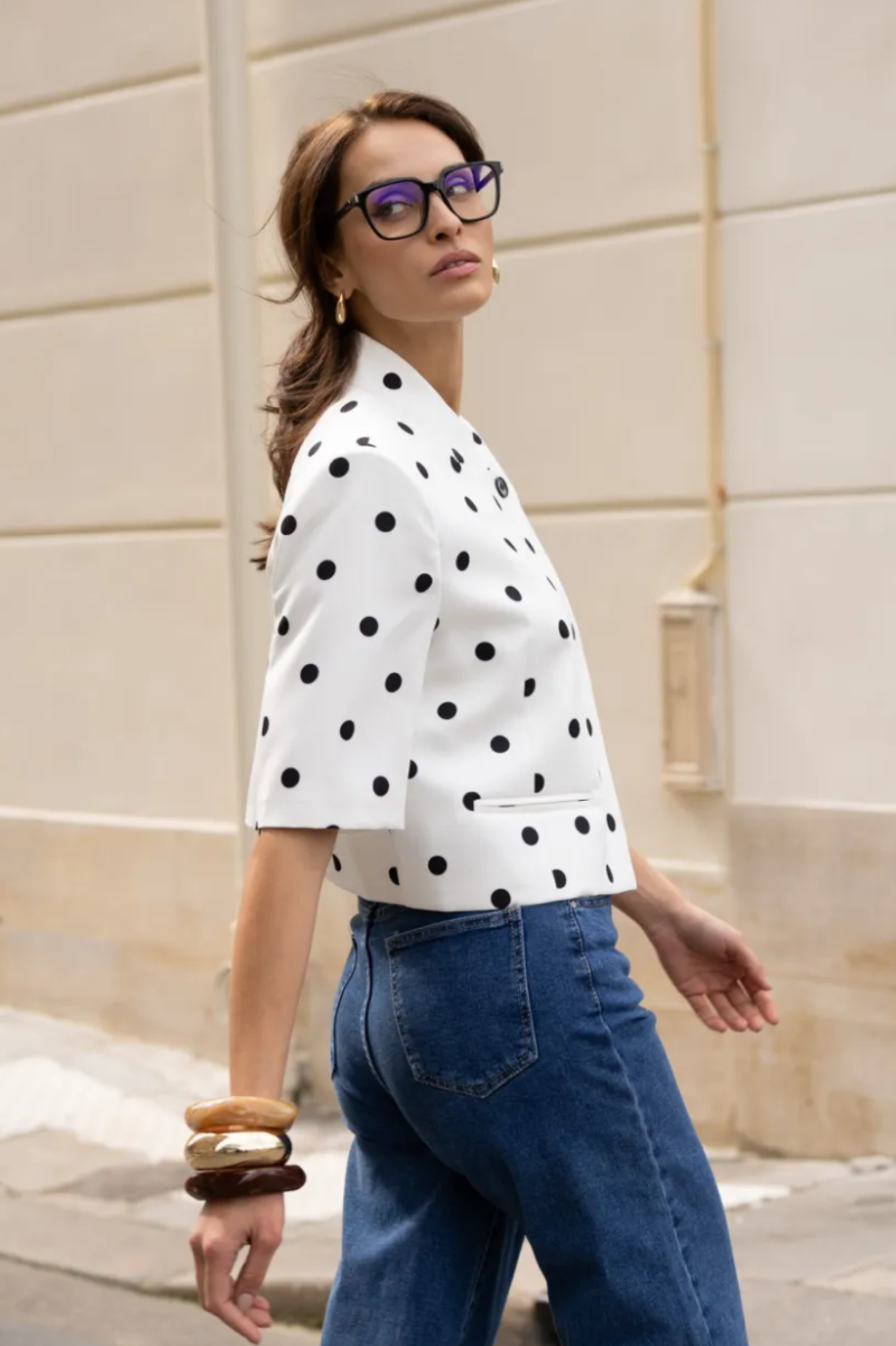 Kenny Polka Dot Cropped Blazer