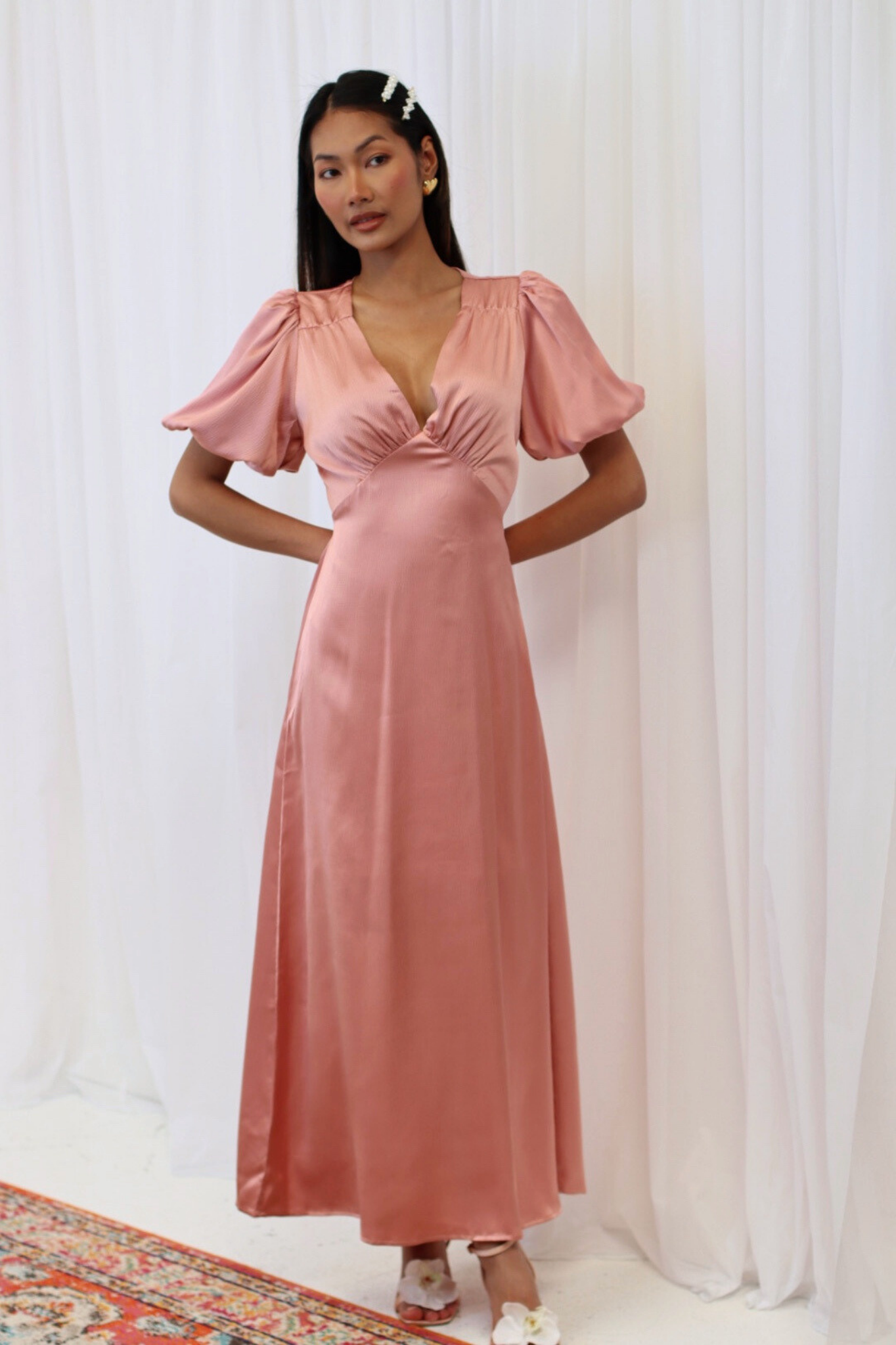 SADIE BOW BACK DRESS CORAL