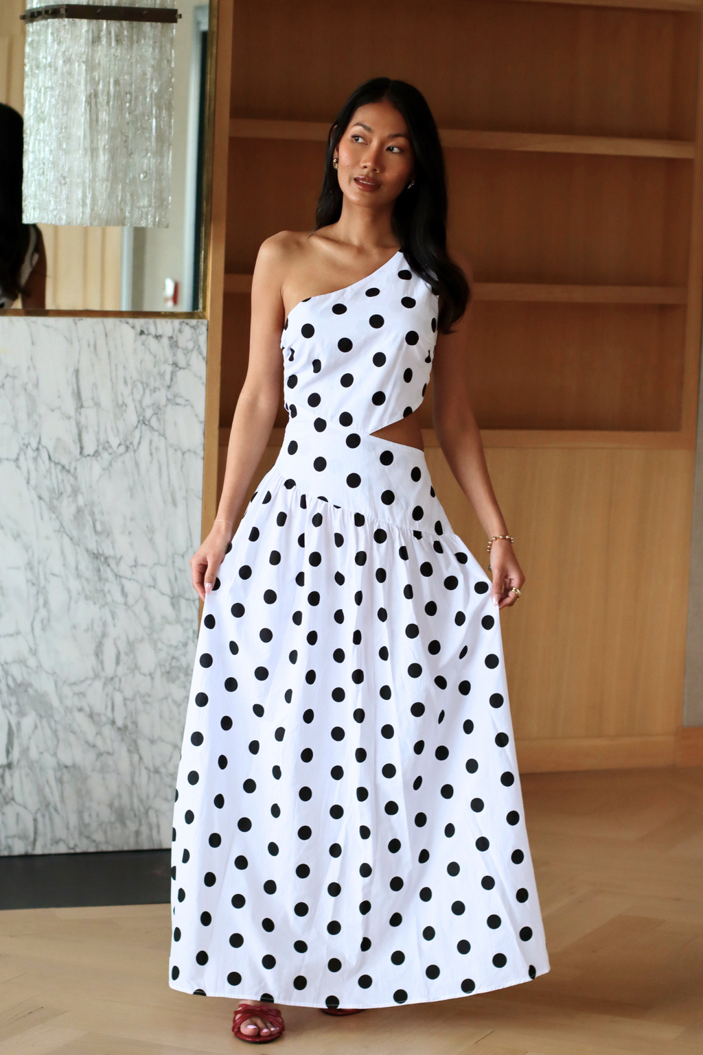 SASKIA POLKA DOT DRESS WHITE