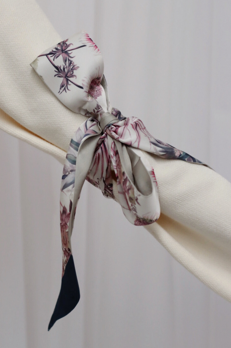 Wild Floral Print Ribbon Scarf