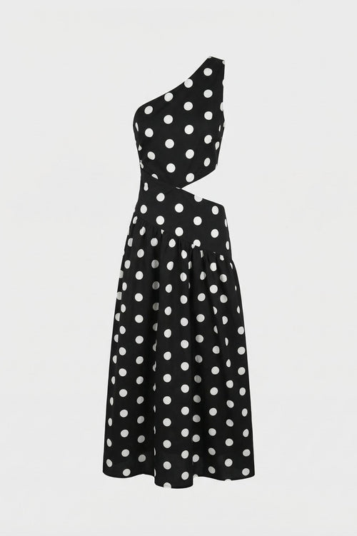 SASKIA POLKA DOT DRESS BLACK