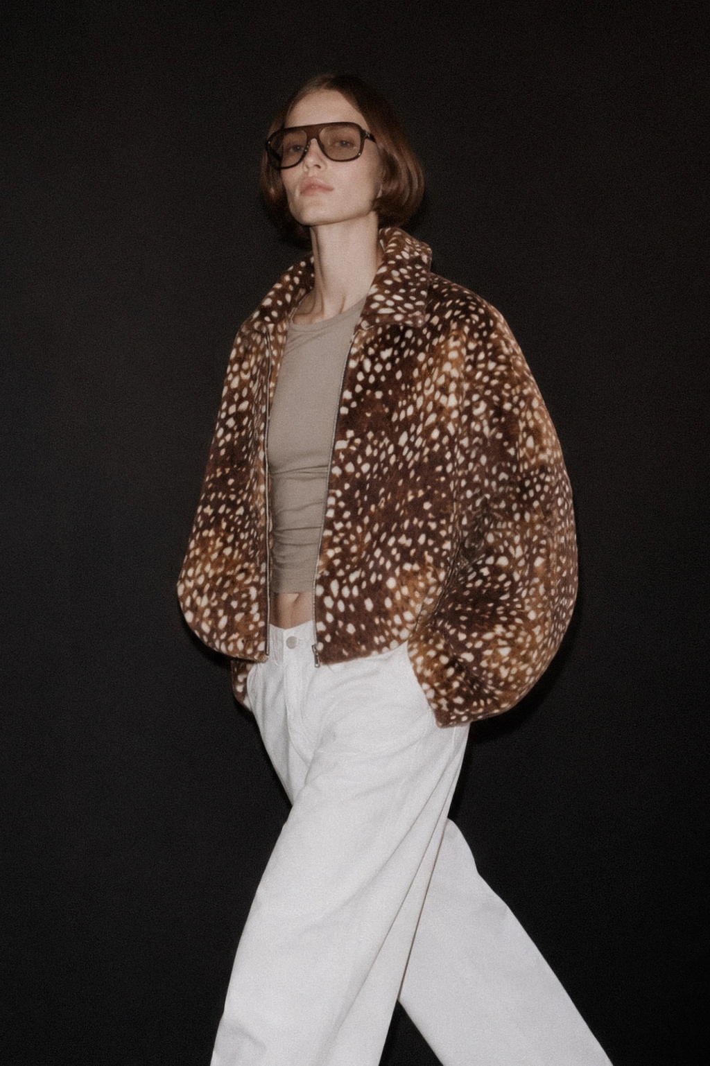 Deer Print Bomber Jacket