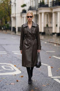 LONDYN FAUX LEATHER COAT CHOCOLATE BROWN