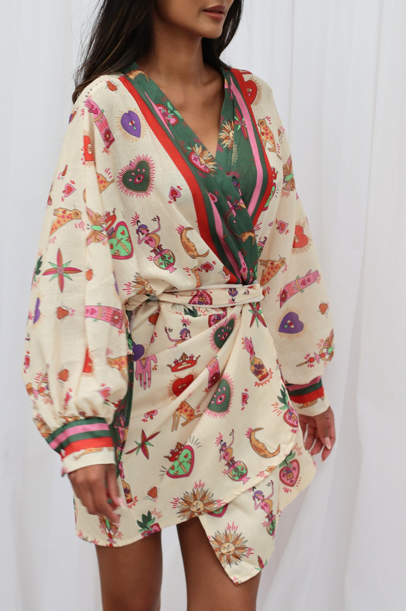 Sonia Mini Wrap Dress Hearts