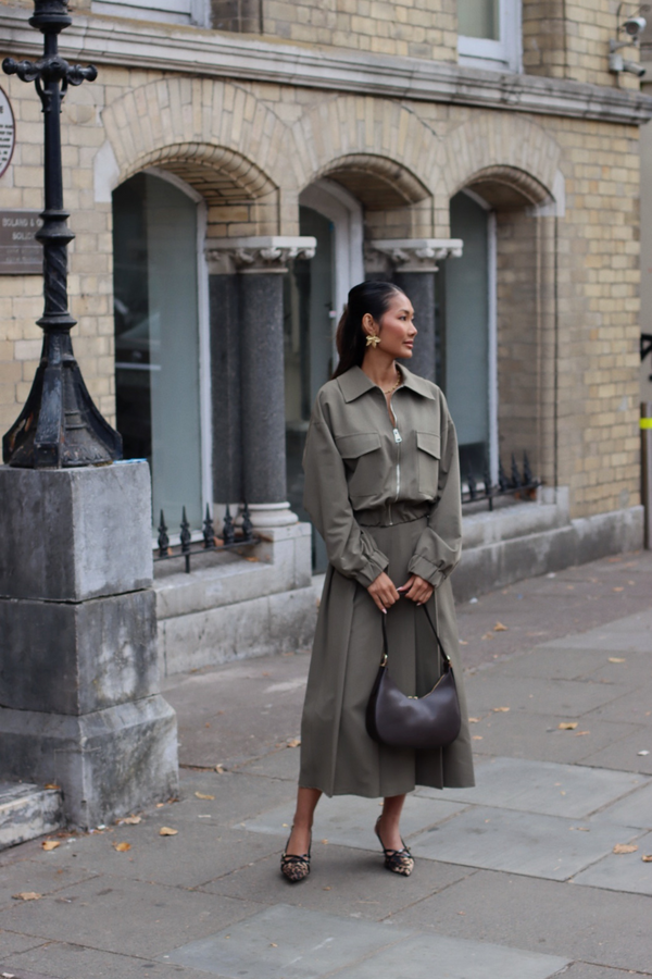 SALLY ZIP UP BOMBER KHAKI