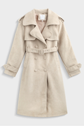 RAYE FAUX SUEDE TRENCH - CREAM