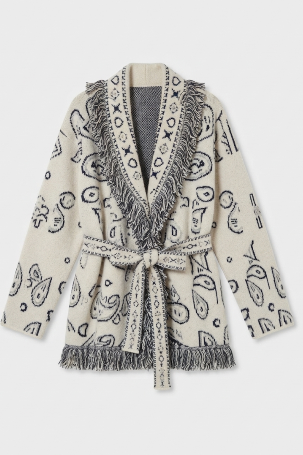 KAYA PAISLEY BANDANA PRINT WRAP CARDIGAN OFF WHITE