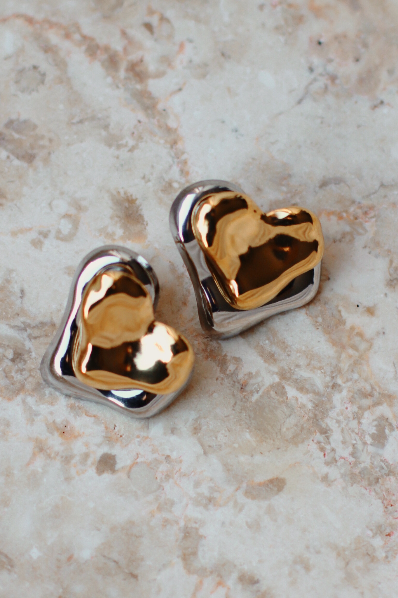 Elena Two Tone Heart Earrings