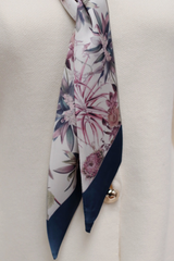 Wild Floral Print Ribbon Scarf