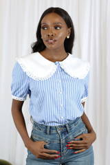 CAYA COLLARED SHIRT BLUE STRIPE