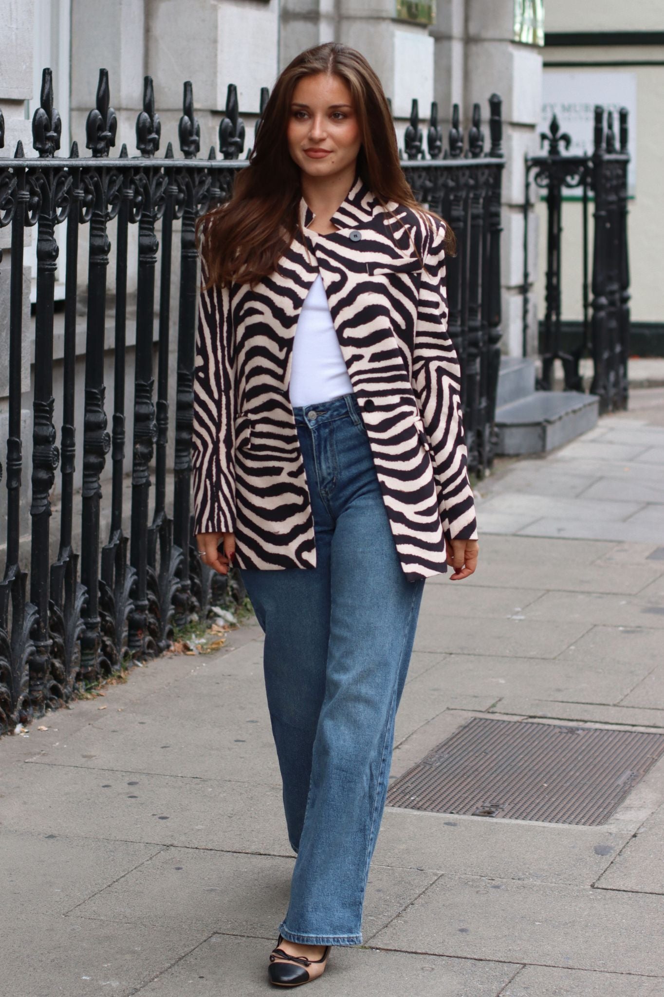 Zebra Print Long Blazer