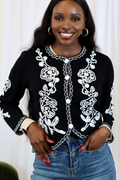 KENDALL EMBROIDERED CARDIGAN BLACK