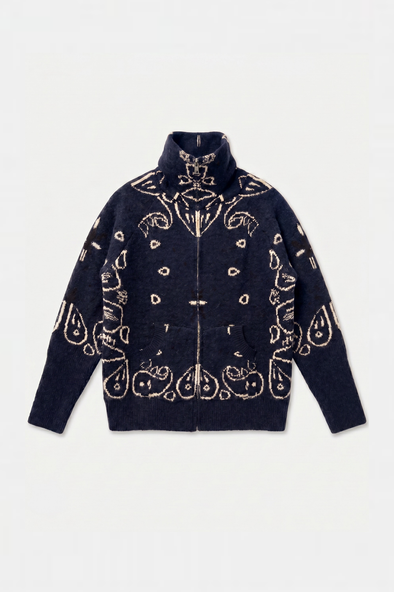 KAJA PAISLEY BANDANA PRINT ZIP UP CARDIGAN NAVY