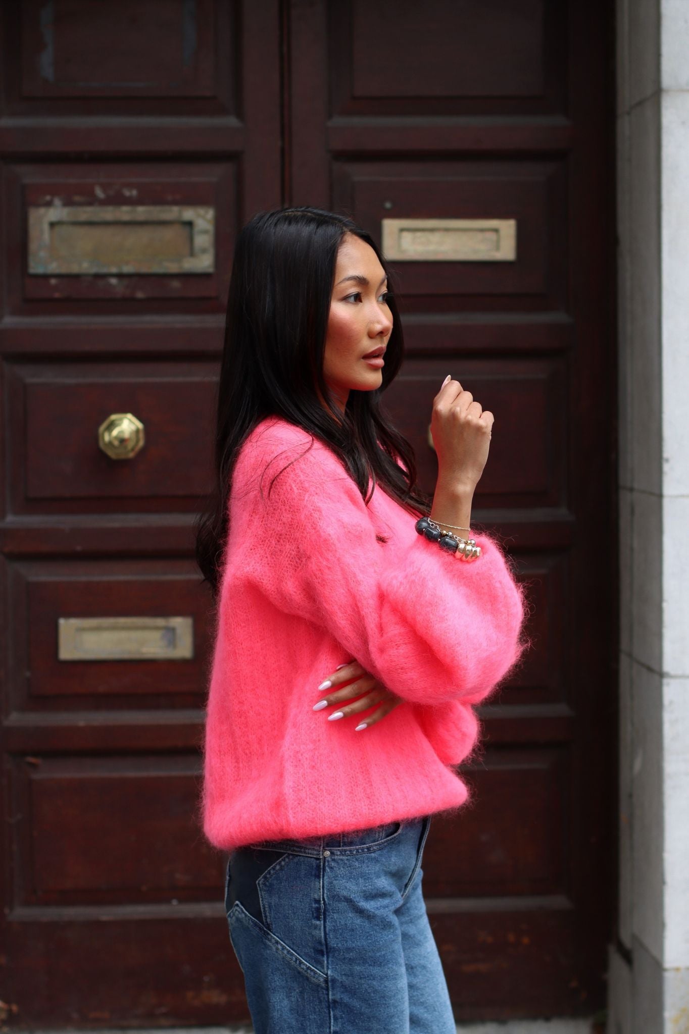 KELLY MOHAIR BLEND SWEATER CORAL PINK