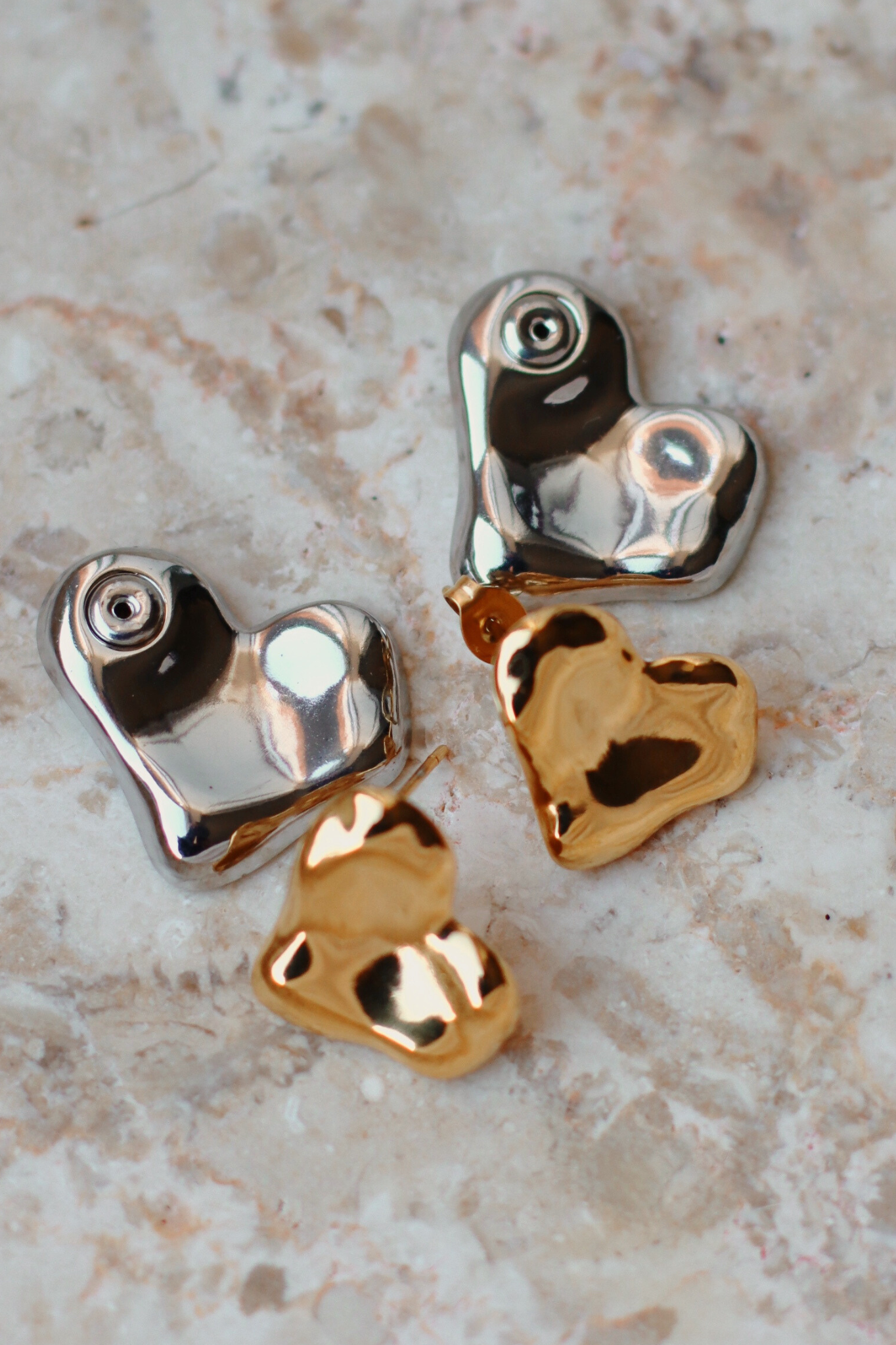 Elena Two Tone Heart Earrings