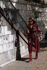 LONDYN FAUX LEATHER COAT BURGUNDY