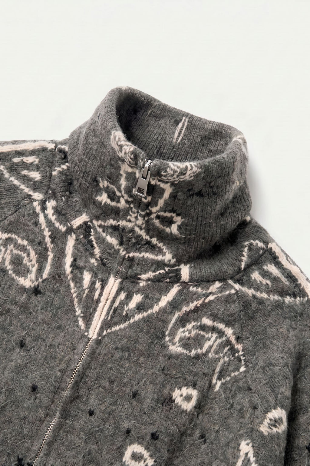 KAYA PAISLEY BANDANA PRINT ZIP UP CARDIGAN GREY