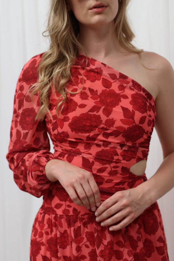 Solace Floral Dress Red