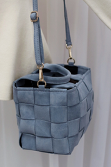 Fillipa Suede Woven Bucket Bag Blue