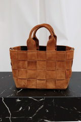 Fillipa Suede Woven Bucket Bag Carmel