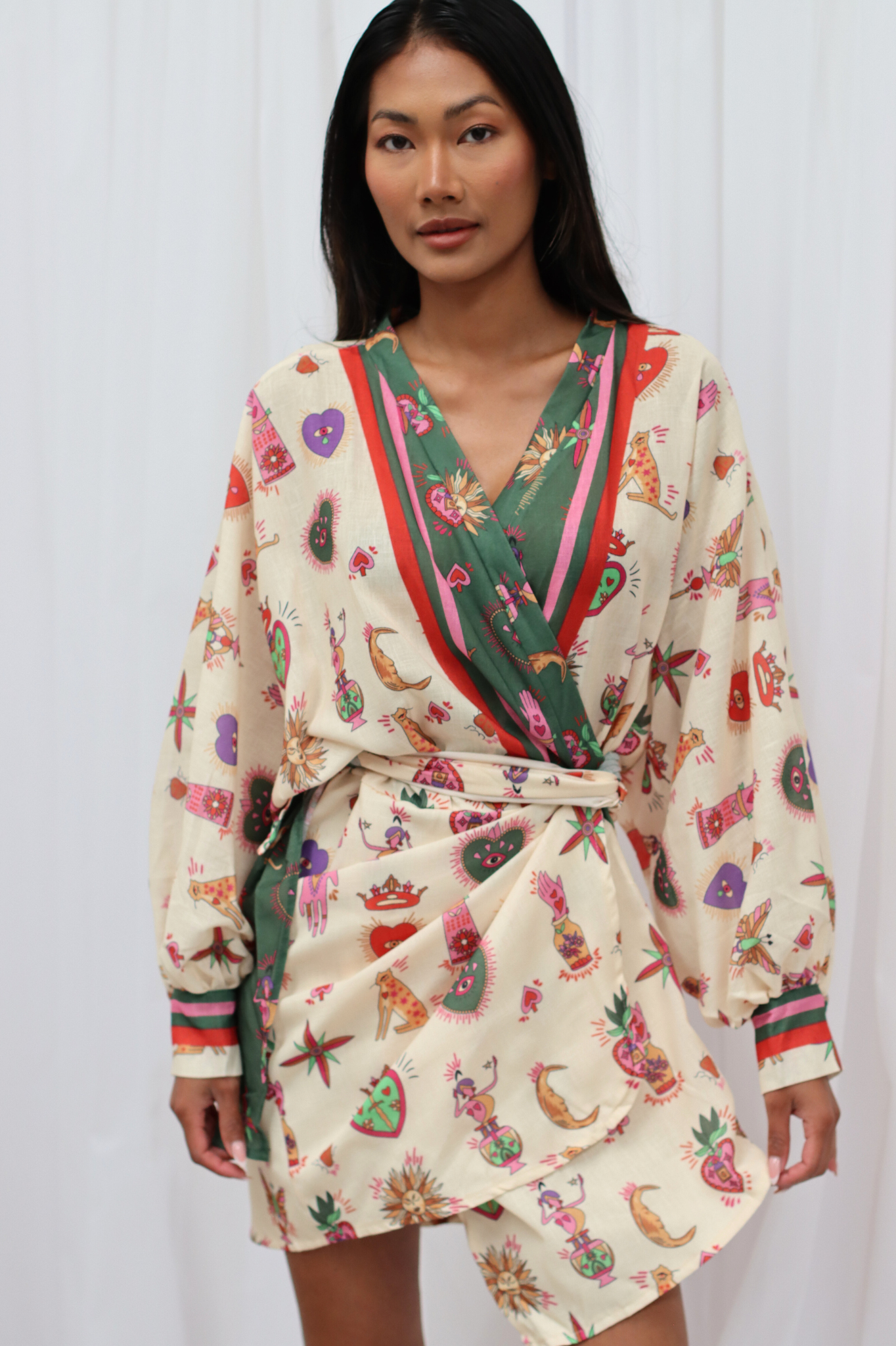 Sonia Mini Wrap Dress Hearts