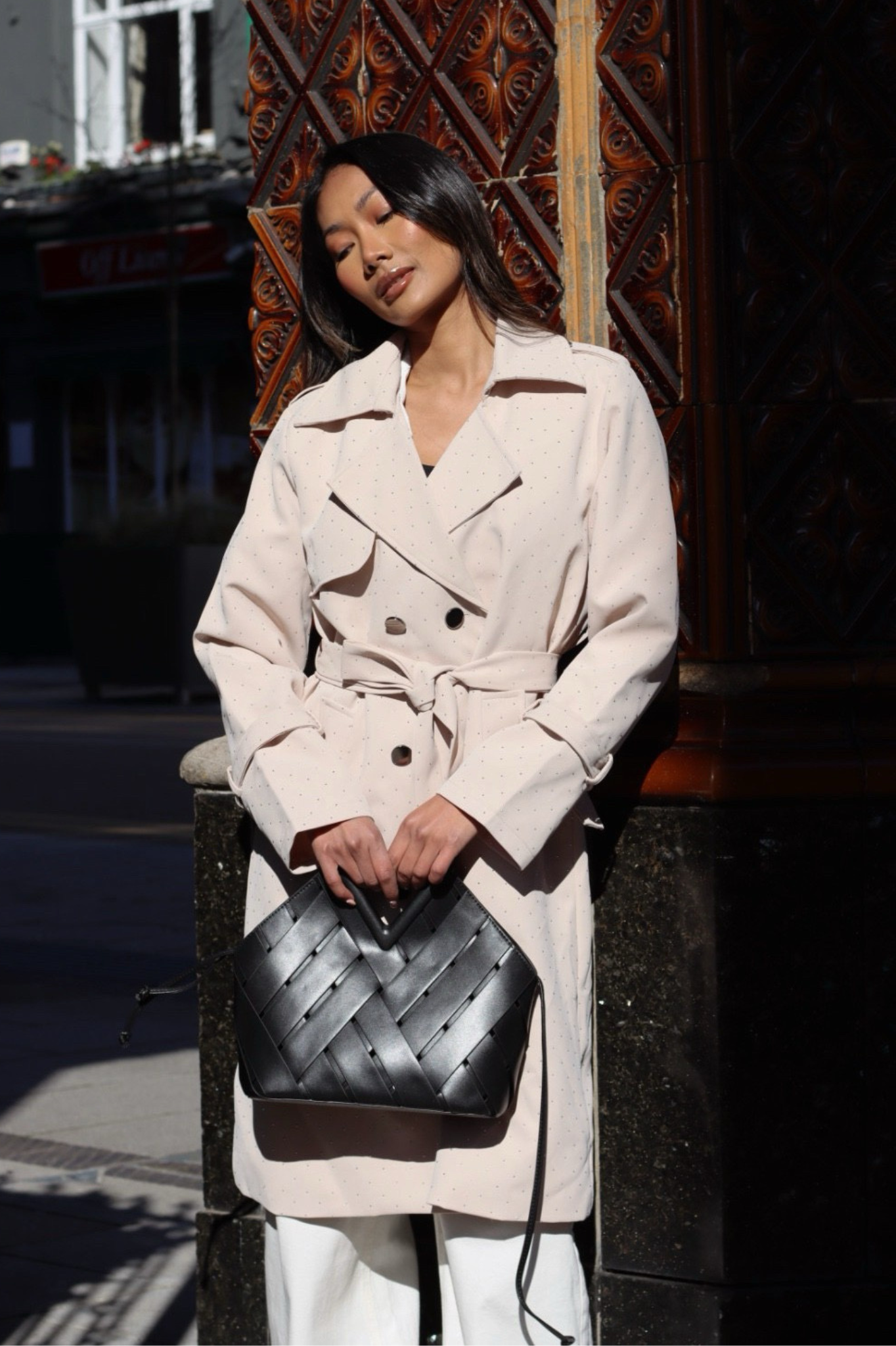 LEAH EMBELLISHED TRENCH COAT CREAM