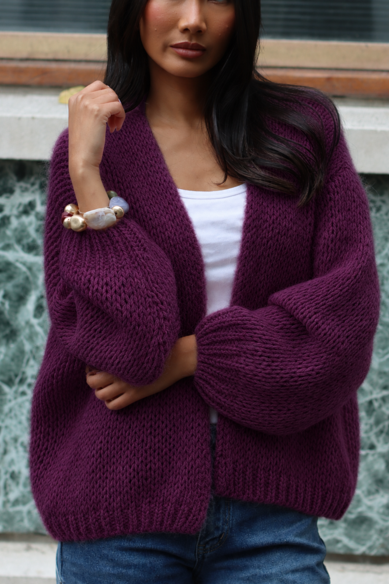 KENZA KNITTED CARDIGAN BERRY