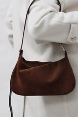 FAIM SUEDE HALF MOON BAG CHOCOLATE