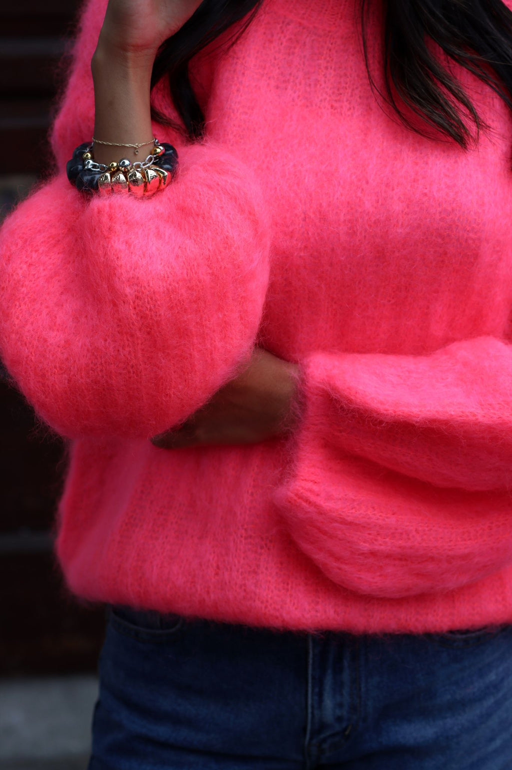 KELLY MOHAIR BLEND SWEATER CORAL PINK