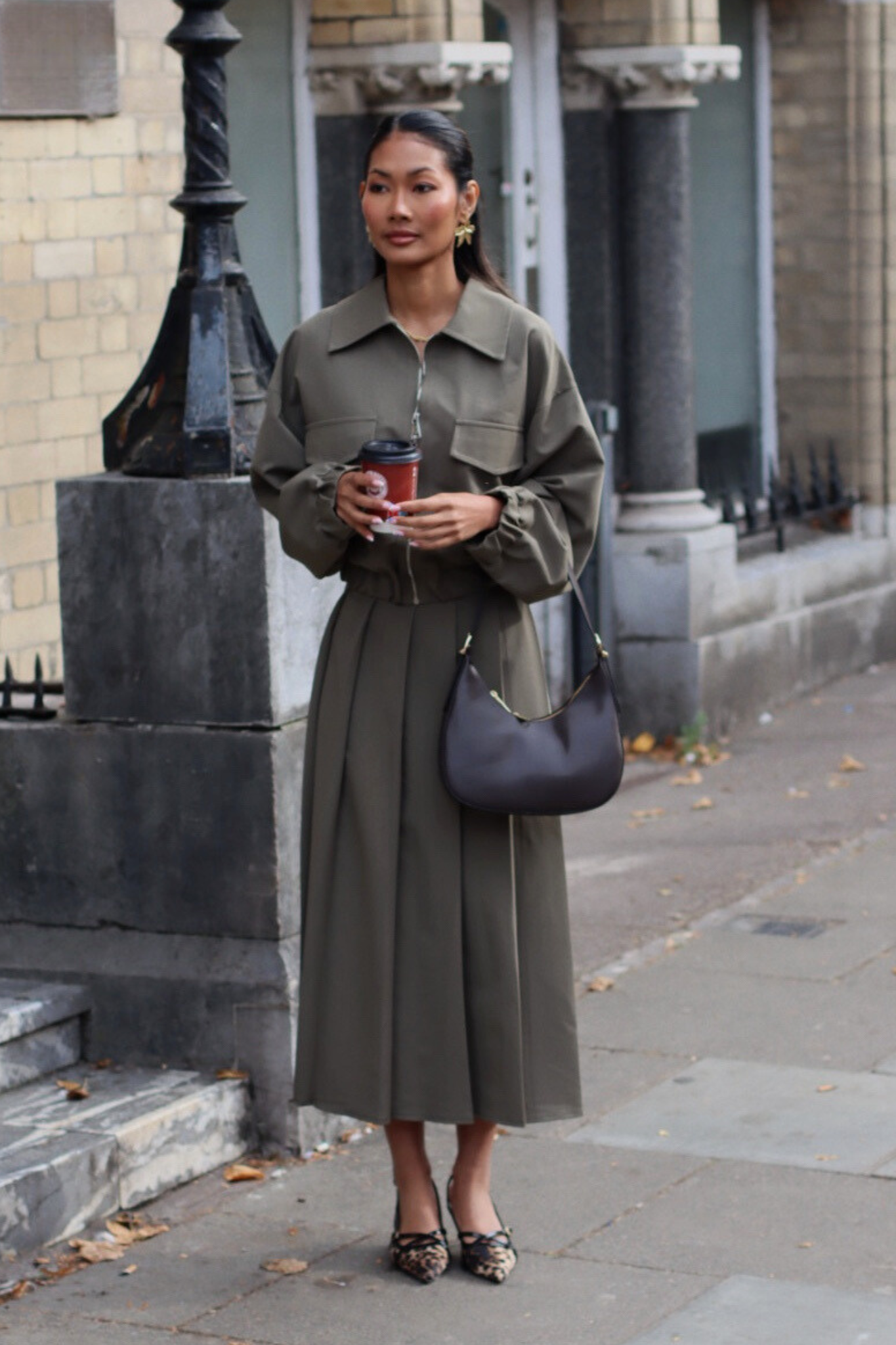 SALLY ZIP UP BOMBER KHAKI