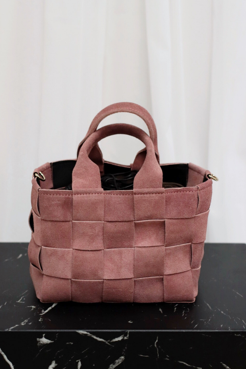 Fillipa Suede Woven Bucket Bag Mauve