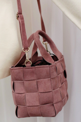 Fillipa Suede Woven Bucket Bag Mauve