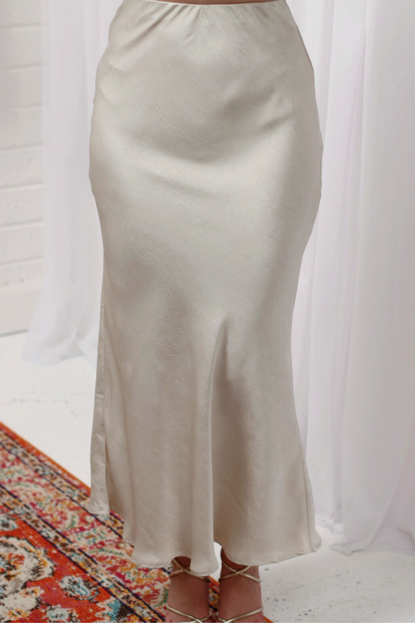 Dallas Midi Textured Skirt Ivory