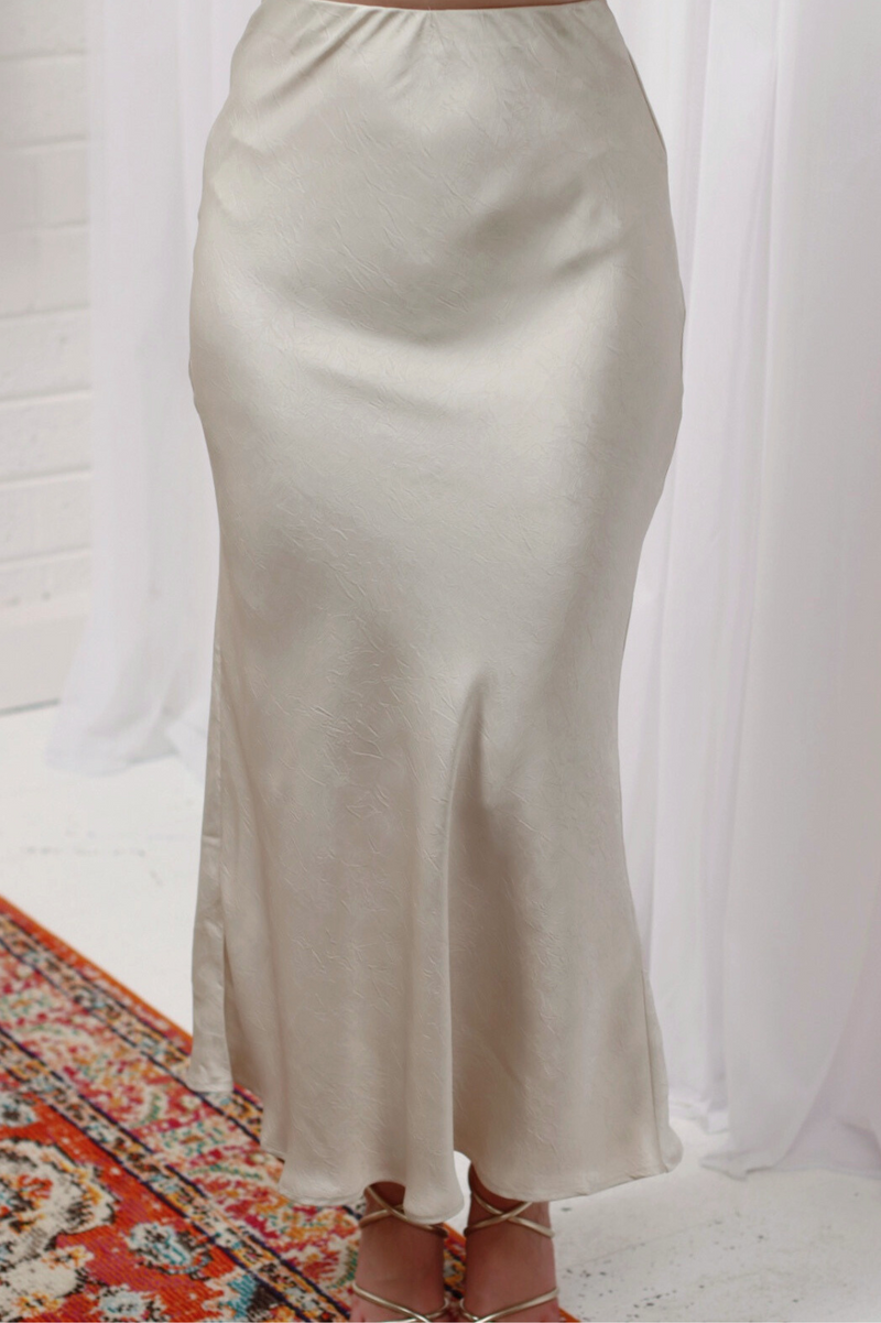 Dallas Midi Textured Skirt Ivory