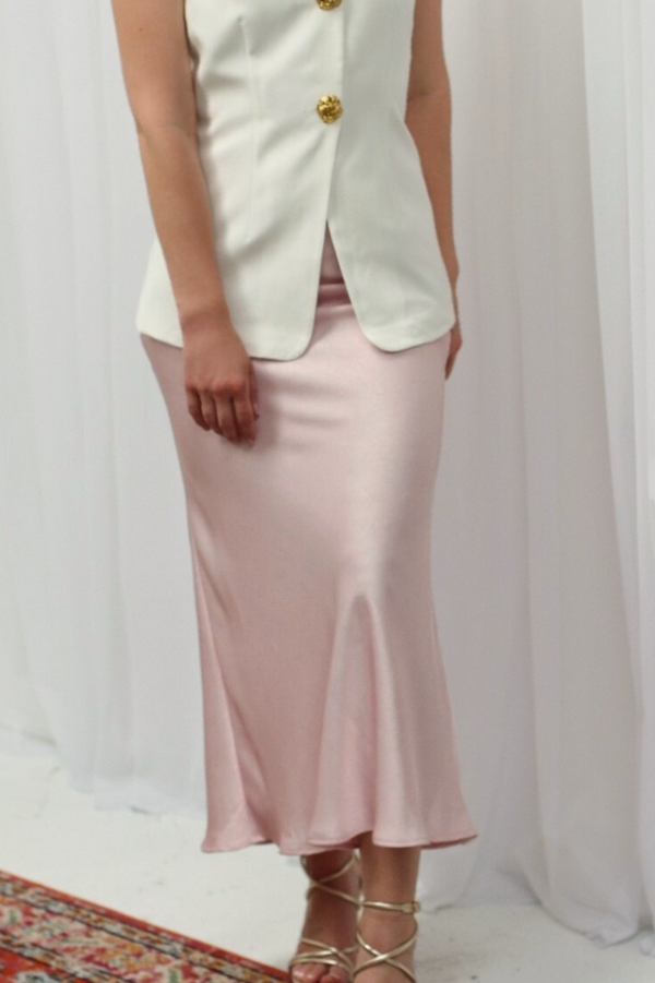 Dallas Midi Textured Skirt Pink