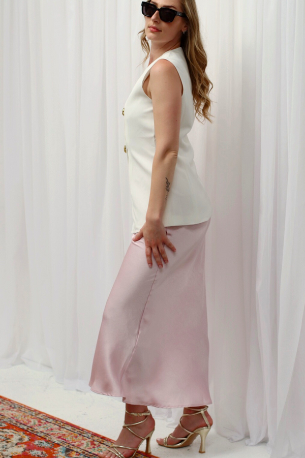 Dallas Midi Textured Skirt Pink