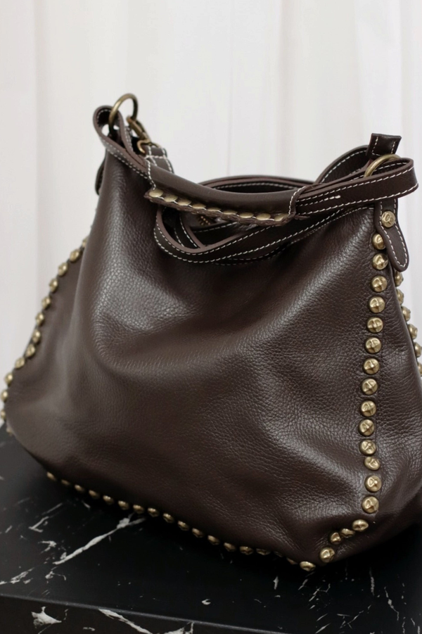 Floribett Studded Tote Bag Chocolate