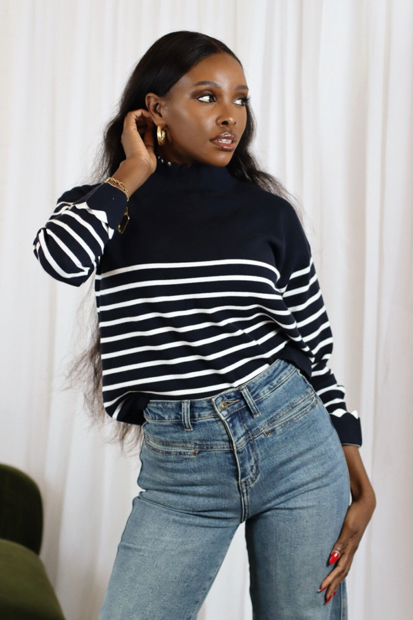 Khloe Stripe Jumper Navy