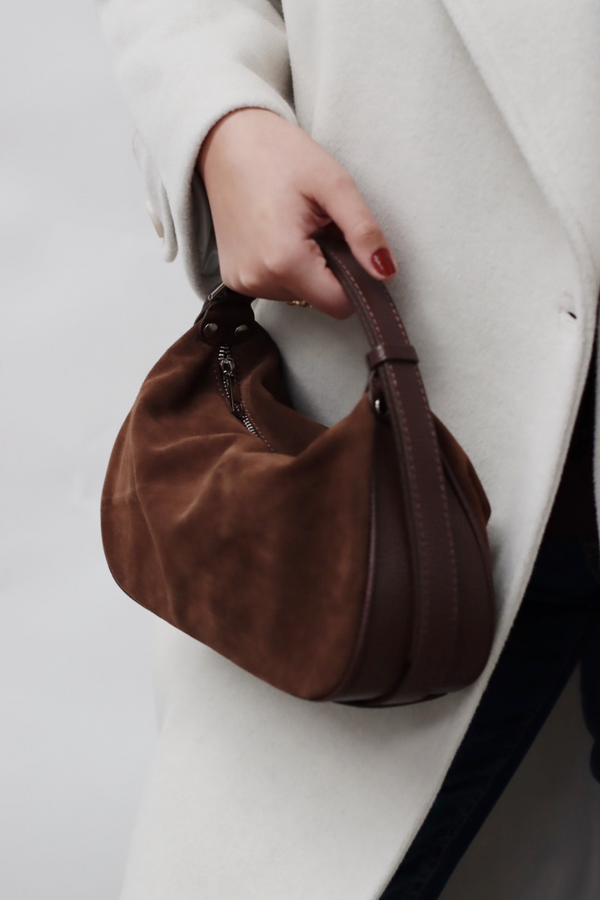 FAIM SUEDE HALF MOON BAG CHOCOLATE