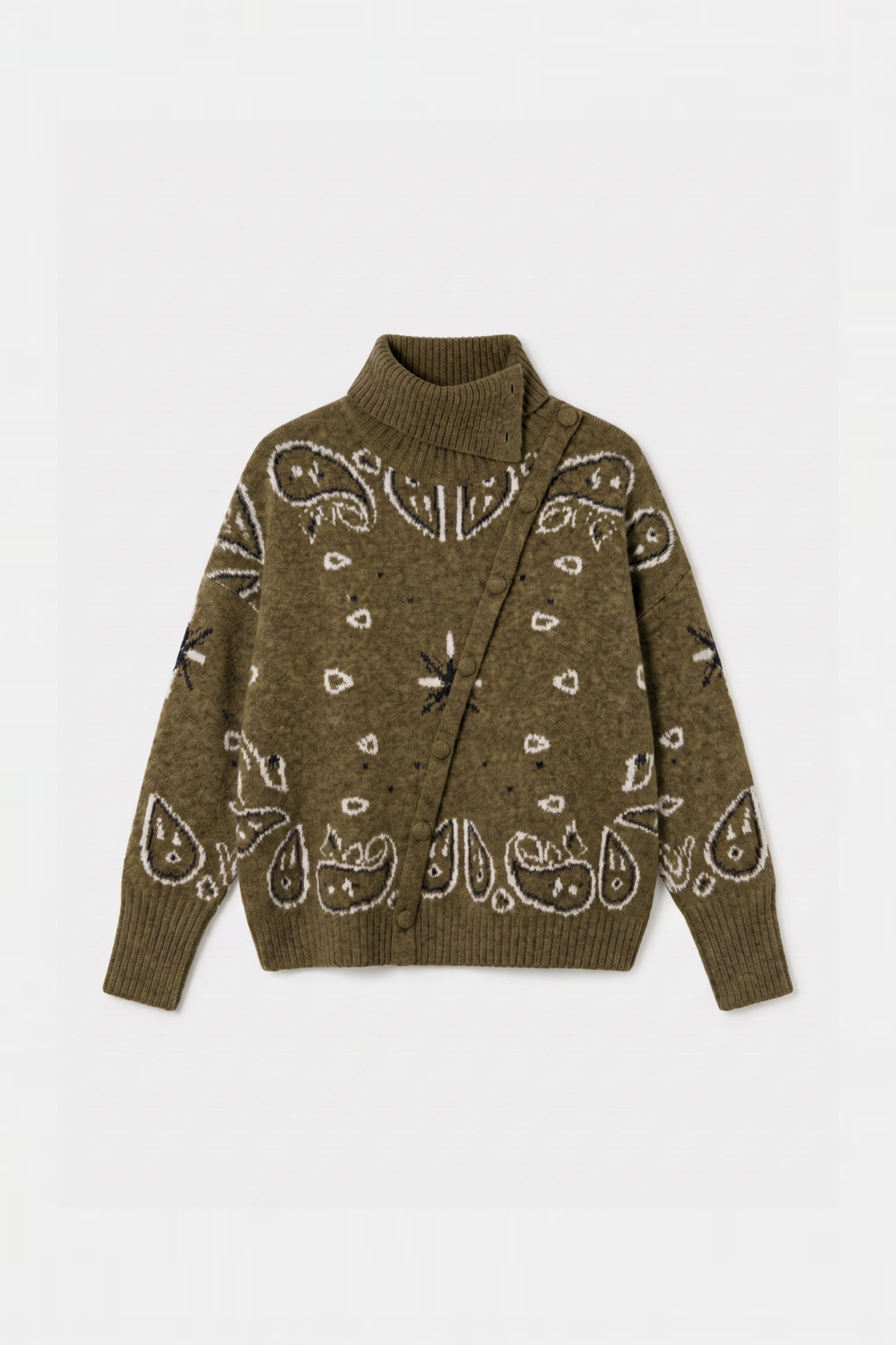 KAJA PAISLEY BANDANA PRINT SWEATER KHAKI