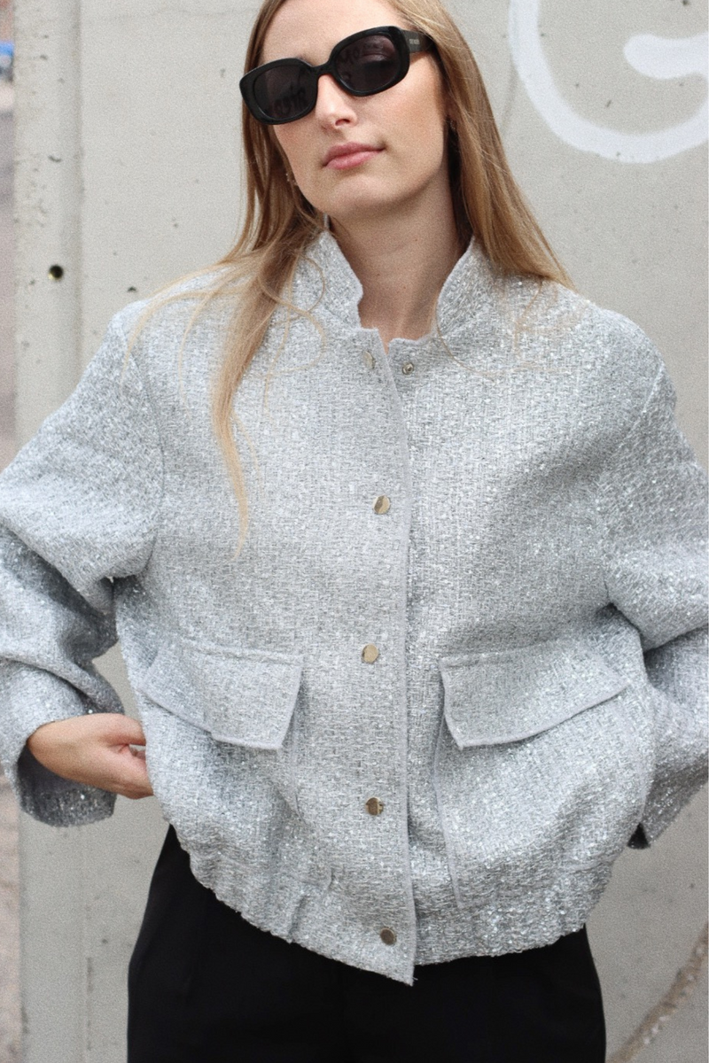 LUNA OVERSIZED BOMBER SILVER