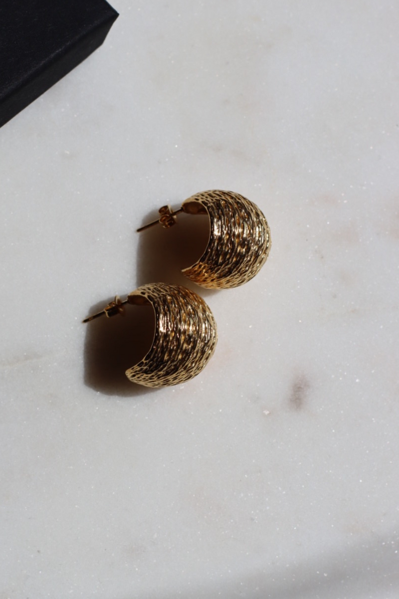 TEXTURED MINI DROP EARRINGS GOLD COLOUR