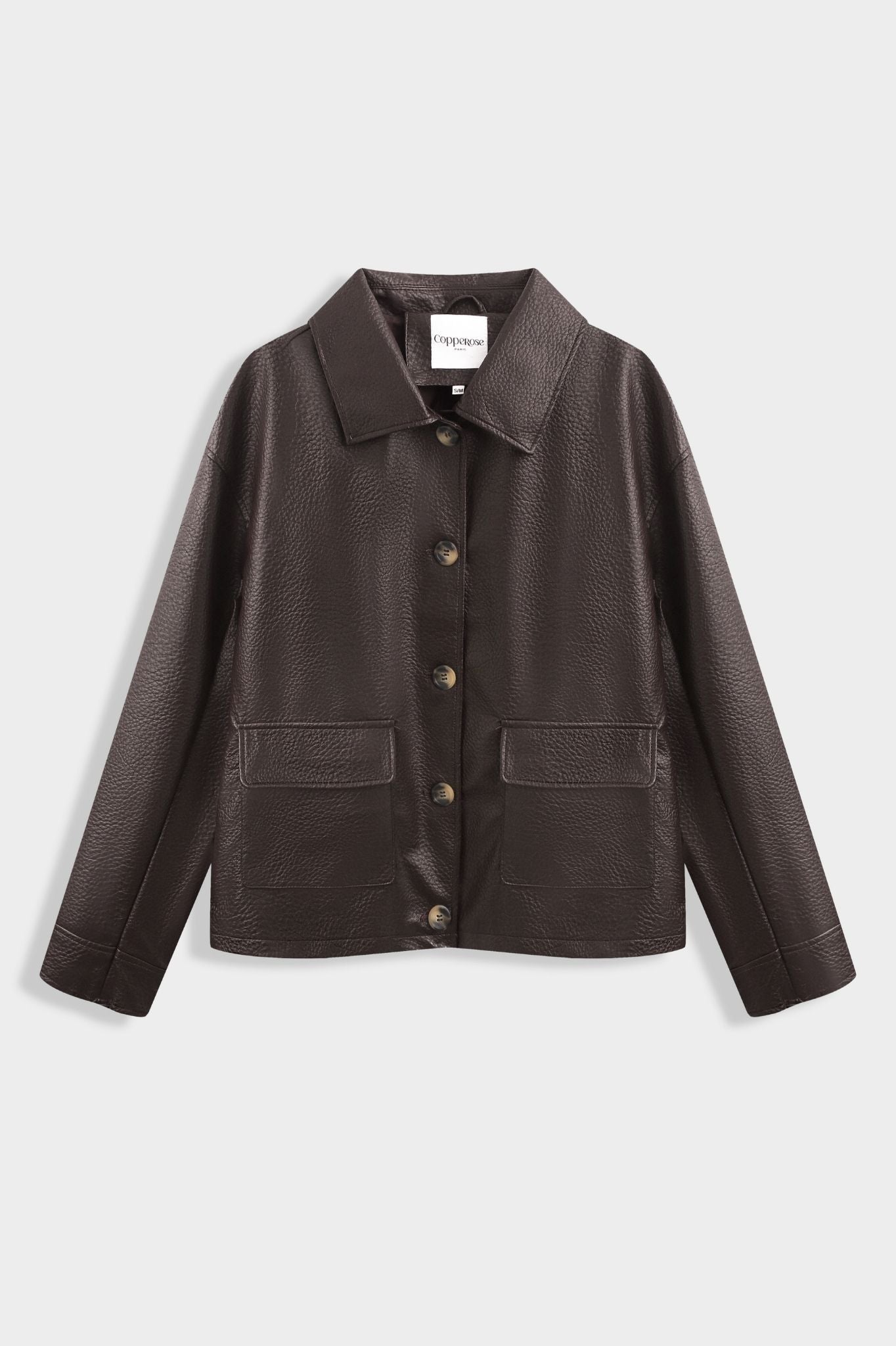 LOGAN FAUX LEATHER JACKET CHOCOLATE – SÓMAS STUDIO