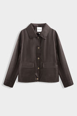 LOGAN FAUX LEATHER JACKET CHOCOLATE