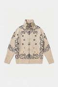 KAJA PAISLEY BANDANA PRINT ZIP UP CARDIGAN BEIGE