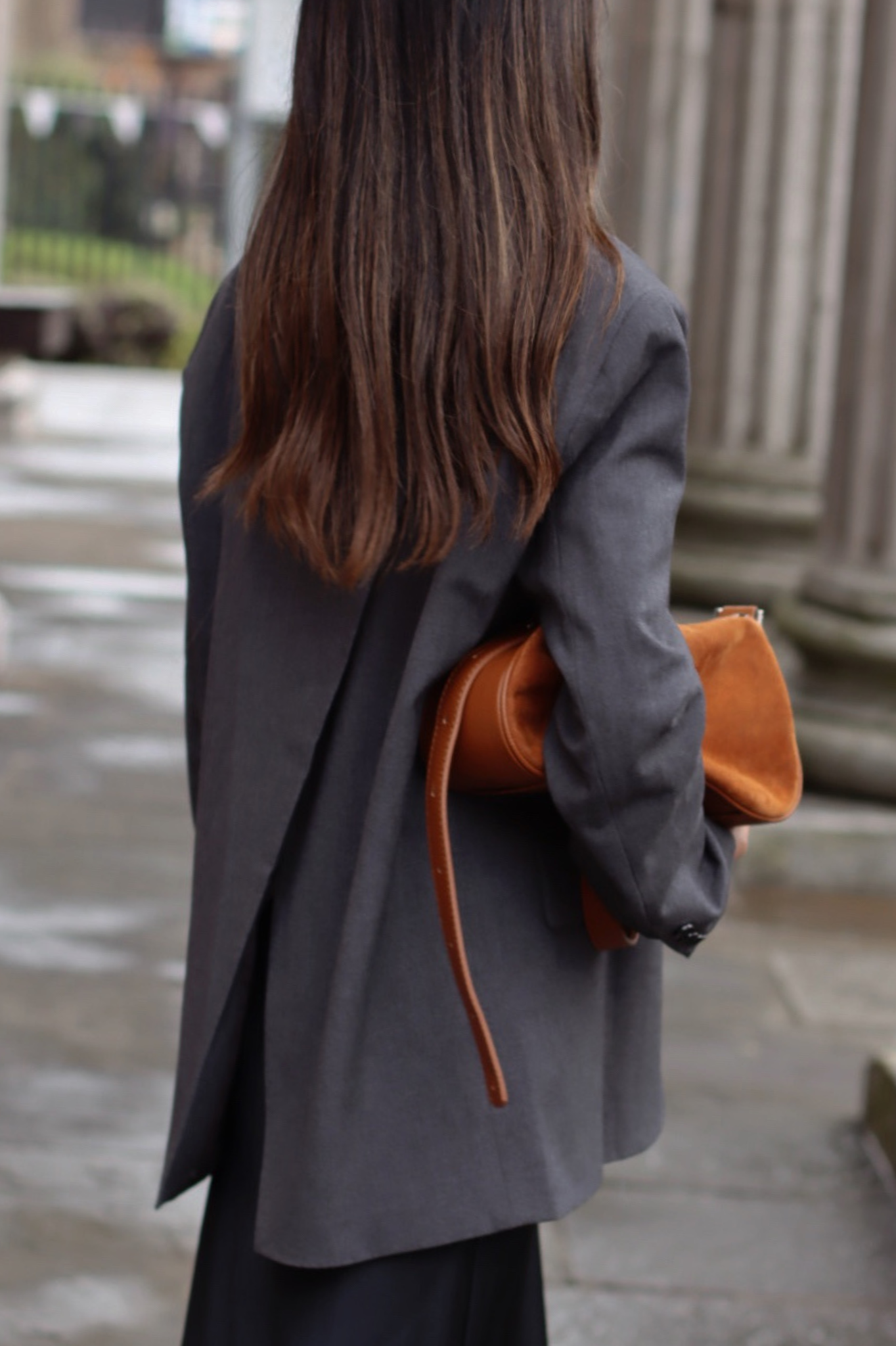 LORIE SPLIT BACK OVERSIZED BLAZER CHARCOAL