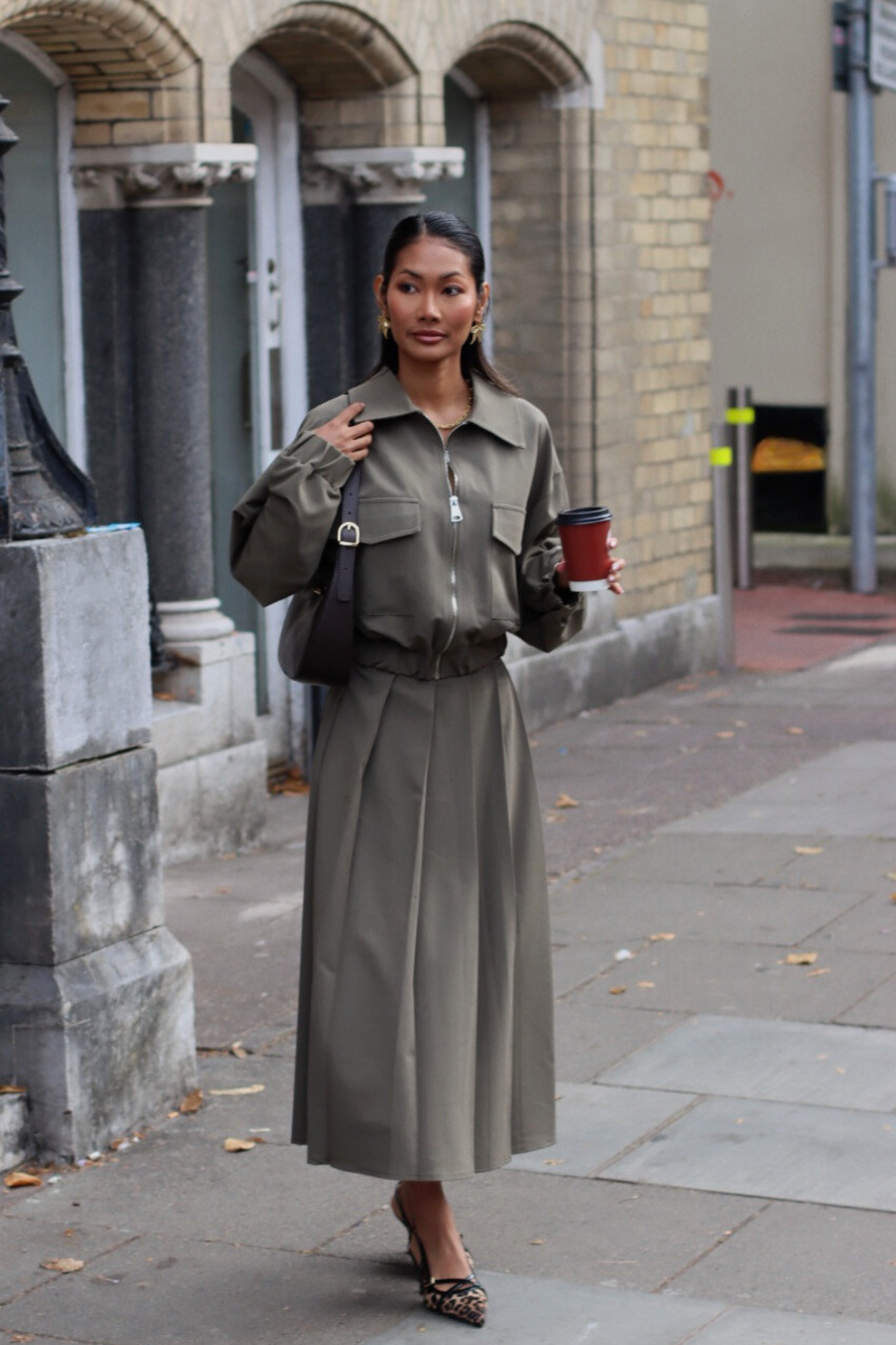 SALLY ZIP UP BOMBER KHAKI