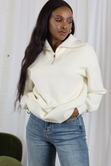 KARAH QUARTER ZIP WHITE