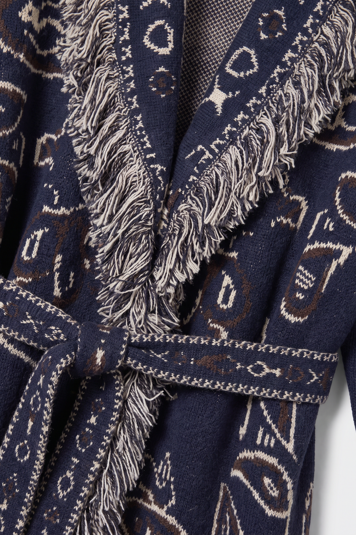 KAYA PAISLEY BANDANA PRINT WRAP CARDIGAN NAVY