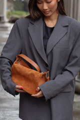 FAIM SUEDE HALF MOON BAG RUST